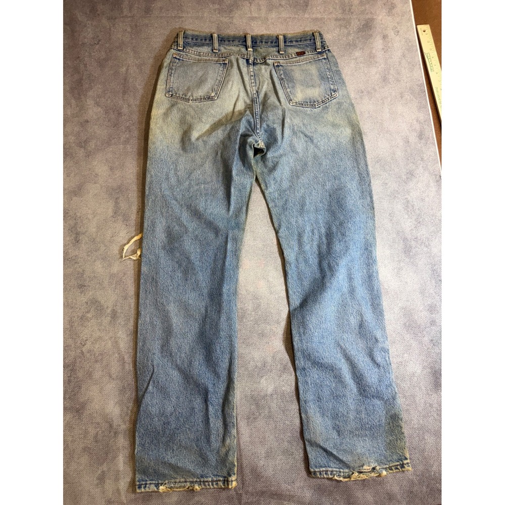 Vintage Rustler Mens Straight Leg Distressed Light Wash Denim Jeans Blue 32x33 - Picture 2 of 7